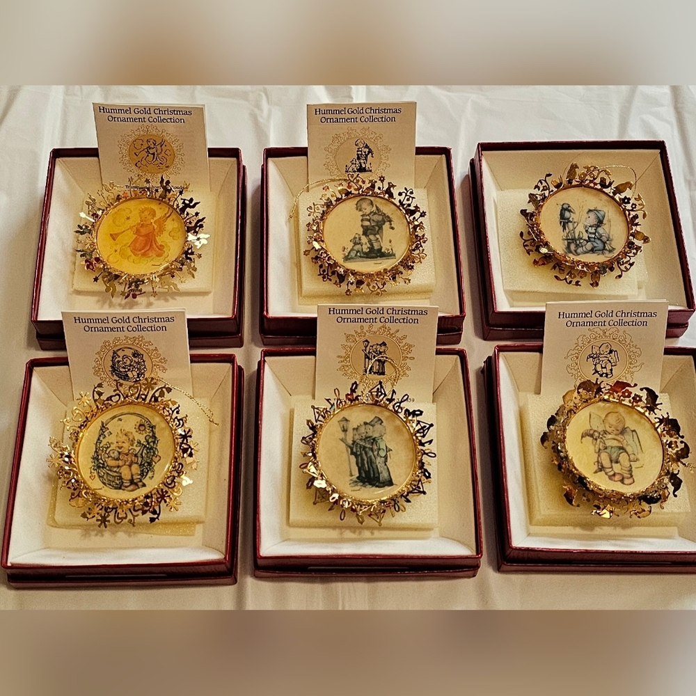 Vtg Hummel 1988 Gold Christmas Ornaments SET OF 6
